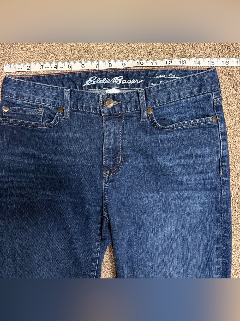 Eddie Bauer Women's Blue Straight Leg Slightly Curvy Jeans - Picture 3 of 7